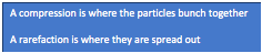 A compression is where the particles bunch together
A rarefaction is where they are spread out
